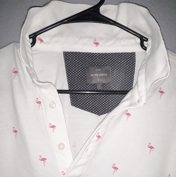 Peter Werth Pink Flamingo Print Mens Polo shirt Small - Picture 6 of 8